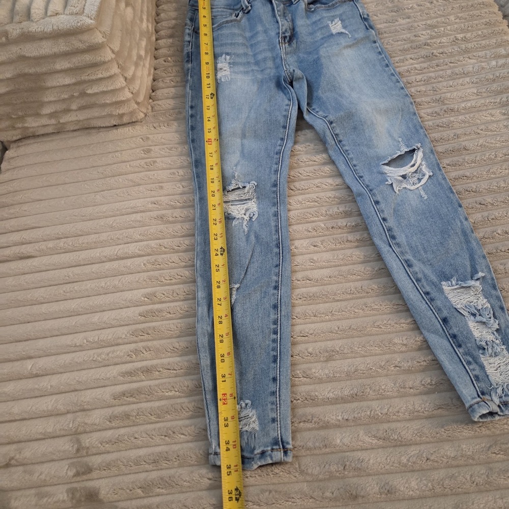 Wax Jean Butt I Love You Distressed Skinny Jeans Size 3/26 Light Wash Ripped - Picture 6 of 10